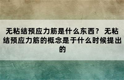 无粘结预应力筋是什么东西？ 无粘结预应力筋的概念是于什么时候提出的